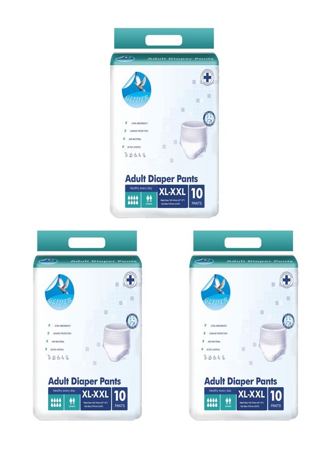 جلايدر حفاضات غلايدر للكبار مقاس XL-XXL | امتصاص فائق وحماية ليلية | تصميم مرن | للجنسين | 120-145 سم (47-57 بوصة) | (عبوة من 3 قطع - 30 حفاضة) - Image 1