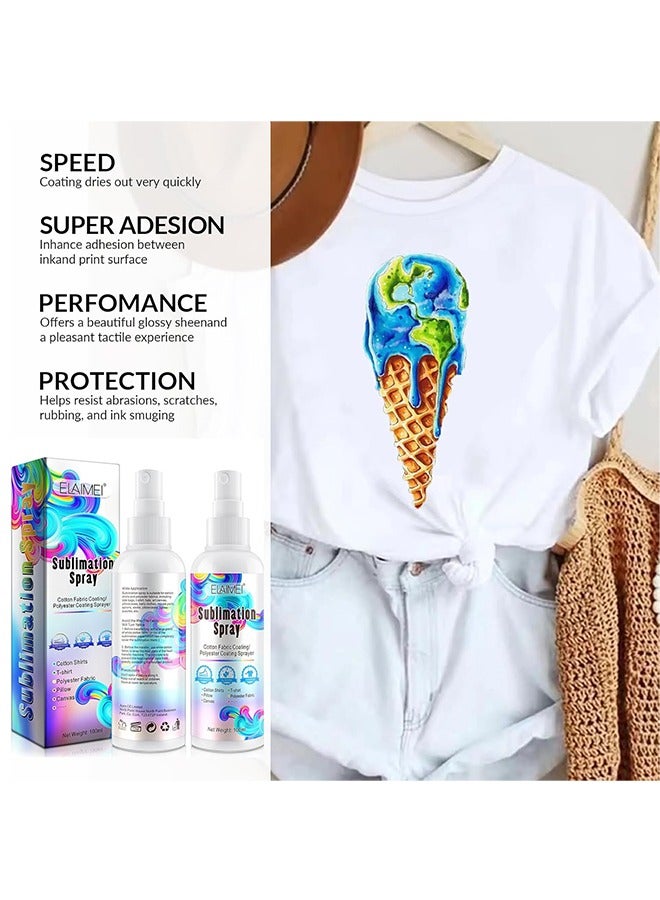 Elaimei Sublimation Spray, Sublimation Spray for Cotton Shirts, 2PCS Sublimation Coating Spray for Polyester Tshirts,Canva,T-Shirts,Cotton Fabrics,Super Adhesion, Vibrant Colors, High Gloss & Quick Dry 100ml - Image 2