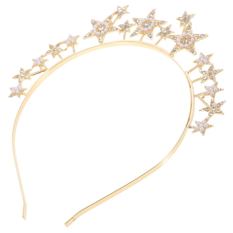 Gold Rhinestone Star Headband for Women Bridal Prom Party Hair Accessory - Image 2