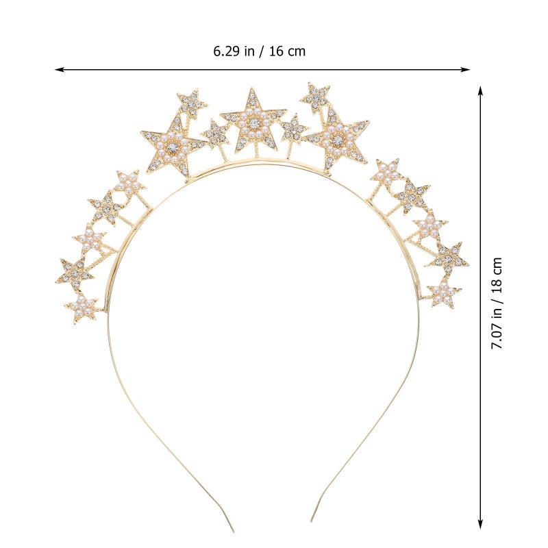 Gold Rhinestone Star Headband for Women Bridal Prom Party Hair Accessory - Image 3