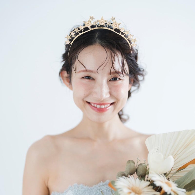 Gold Rhinestone Star Headband for Women Bridal Prom Party Hair Accessory - Image 4