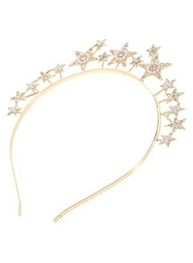 Gold Rhinestone Star Headband for Women Bridal Prom Party Hair Accessory - Image 1
