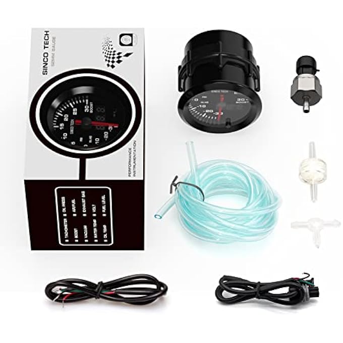 SINCO TECH Boost Turbo Gauge With Sensor 52Mm Car Meter Psi Gauge Digital Display Pointer 7 Colors Led Boost Gauge Kit 12V Universal Boost Gauge - Image 3