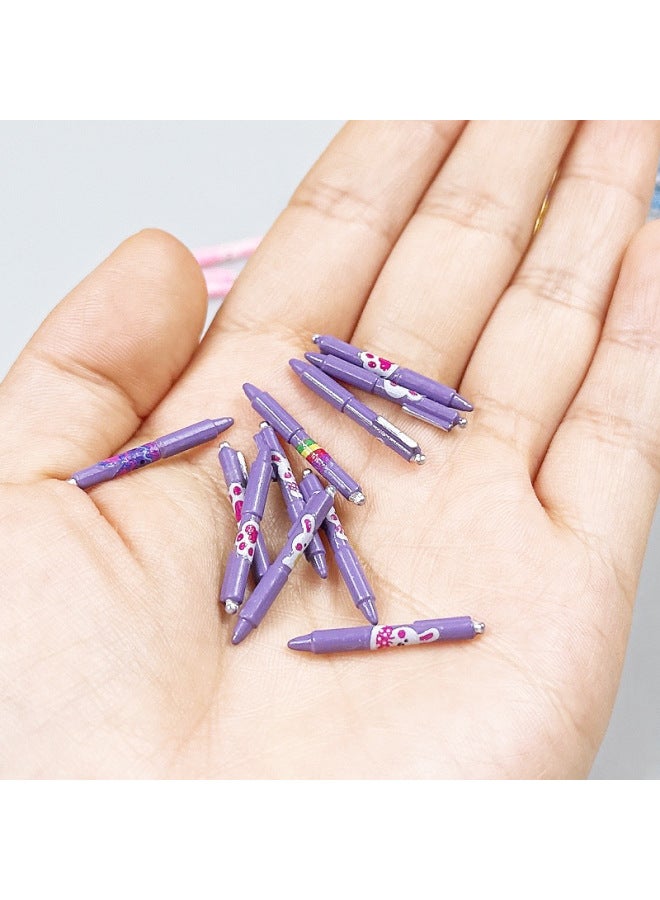 12 Points Metal Mini Ballpoint Pen Model Learning Miniature Scene Accessories Ob11 Dollhouse Dollhouse-Color:Purple One (random Pattern)  - Image 1