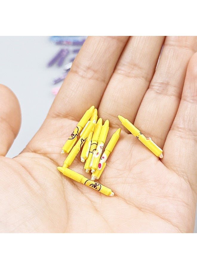 12 Points Metal Mini Ballpoint Pen Model Learning Miniature Scene Accessories Ob11 Dollhouse Dollhouse-Color:Purple One (random Pattern)  - Image 3