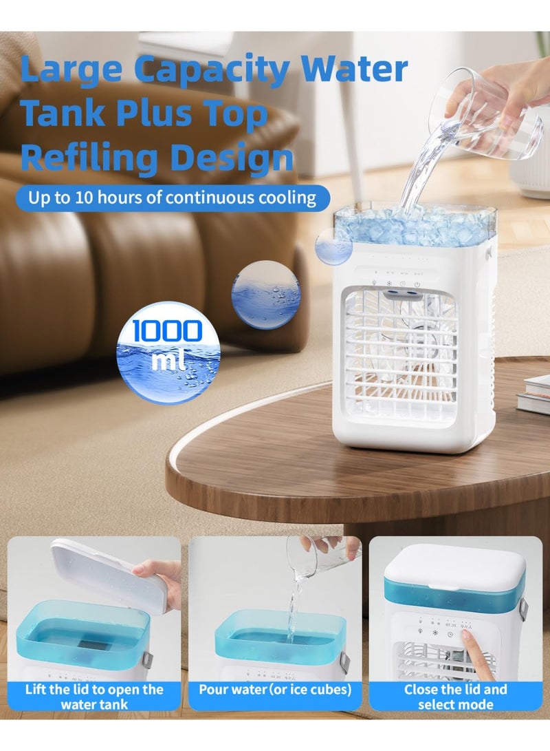 NIUB Portable air conditioners, 4-in-1 Office Desk AC with 2 Mist,3 Speeds,7 Colorful Light for Bedroom Office(Beige) - Image 4