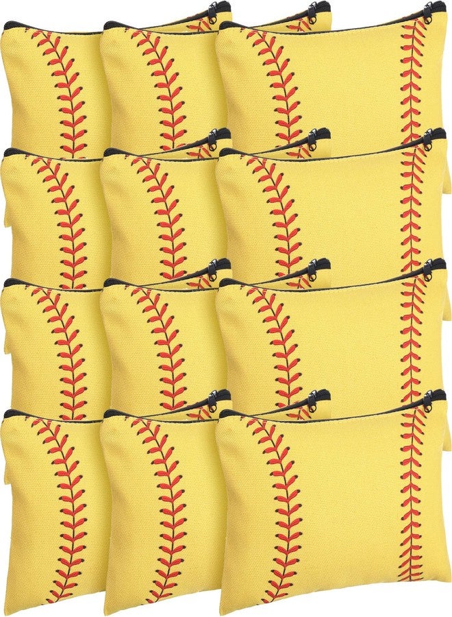 Eccliy 20 Pcs Softball Makeup Bags Bulk Sport Team Gifts Softball Cosmetic Bag Accessories for Women Toiletry Zipper Pouch Travel Canvas Gifts Stuff for Party Team Players Lover - Image 1