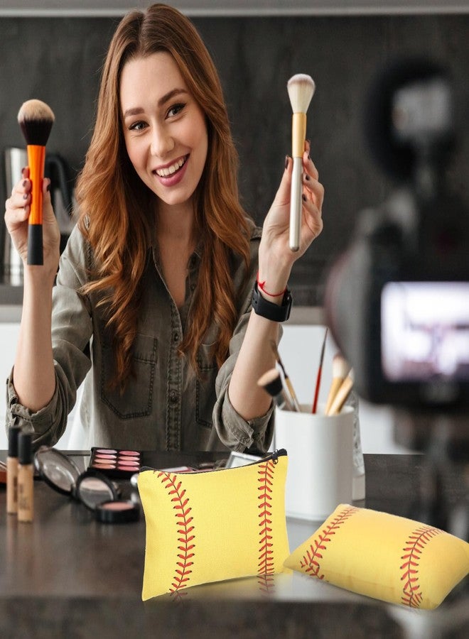 Eccliy 20 Pcs Softball Makeup Bags Bulk Sport Team Gifts Softball Cosmetic Bag Accessories for Women Toiletry Zipper Pouch Travel Canvas Gifts Stuff for Party Team Players Lover - Image 3