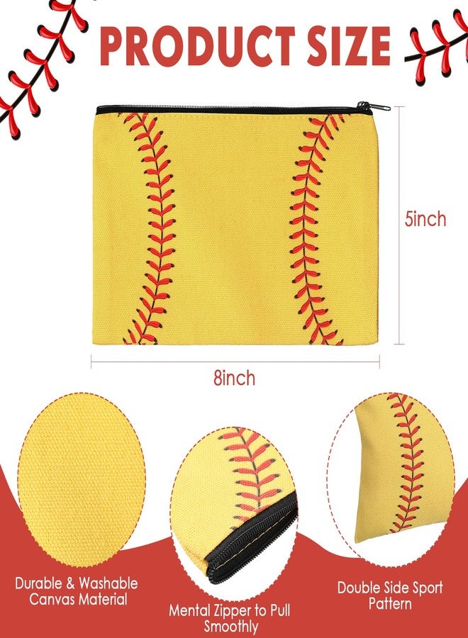 Eccliy 20 Pcs Softball Makeup Bags Bulk Sport Team Gifts Softball Cosmetic Bag Accessories for Women Toiletry Zipper Pouch Travel Canvas Gifts Stuff for Party Team Players Lover - Image 2
