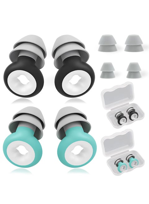 SYOSI 2 Pairs Earplugs for Noise, Hidden Noise Cancelling Earplugs for Hearing Protection, Quiet Earplugs, Reusable Silicone Earplugs for Sleeping, Concerts, Snoring, Travelling, Studying, Working