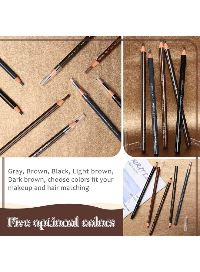 Pinkiou 5Pcs Microblading Pencil Waterproof Eyebrow Peel Off Pencil Pull Cord Microblading Supplies Brow Lamination Pencil Set For Marking Filling Outlining Eye Brow Liners In 5 Colors - Image 4