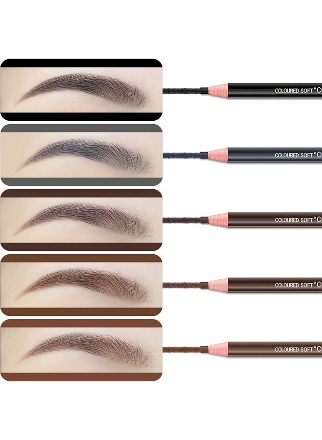 Pinkiou 5Pcs Microblading Pencil Waterproof Eyebrow Peel Off Pencil Pull Cord Microblading Supplies Brow Lamination Pencil Set For Marking Filling Outlining Eye Brow Liners In 5 Colors - Image 3
