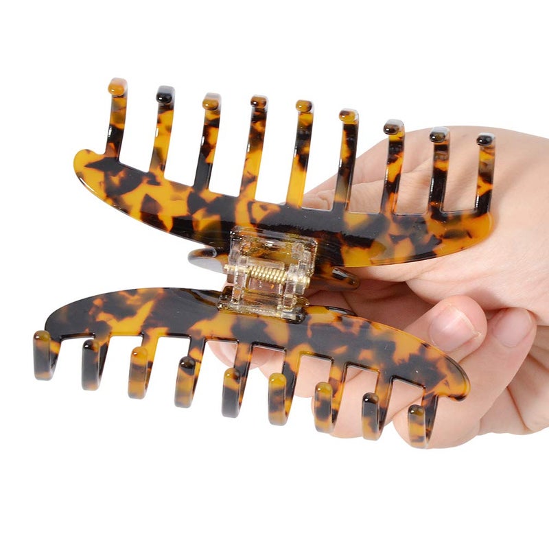 Aileam Big Claw Hair Clips 3.8 Inch Tortoise Banana for Women Girls Thin Hair French Design Celluloid Leopard Print Strong Hold for Thick Hair, 2 Color Available (2 Packs) - Image 3