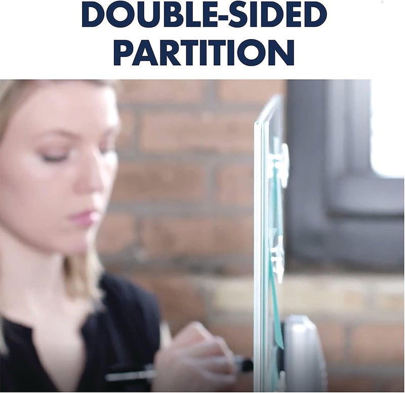 Quartet لوحة بيضاء زجاجية رباعية للمكتب مغناطيسية 17 × 23 سطح قابل للمسح الجاف يتضمن صواني ملحقات 1 قلم و 2 مغناطيس قوي أبيض GDP1723W - Image 5