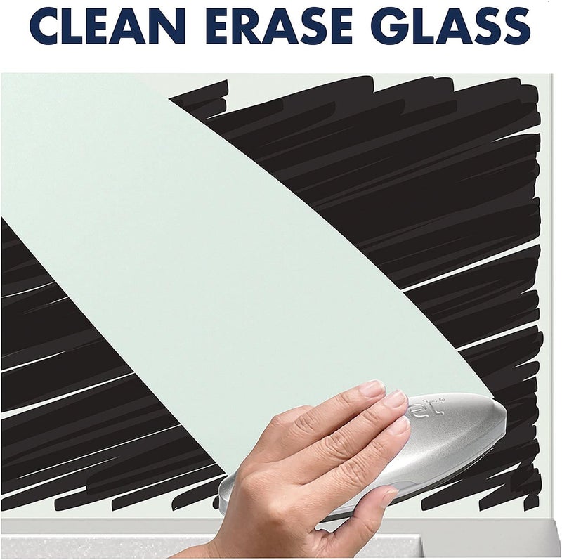 Quartet لوحة بيضاء زجاجية رباعية للمكتب مغناطيسية 17 × 23 سطح قابل للمسح الجاف يتضمن صواني ملحقات 1 قلم و 2 مغناطيس قوي أبيض GDP1723W - Image 4