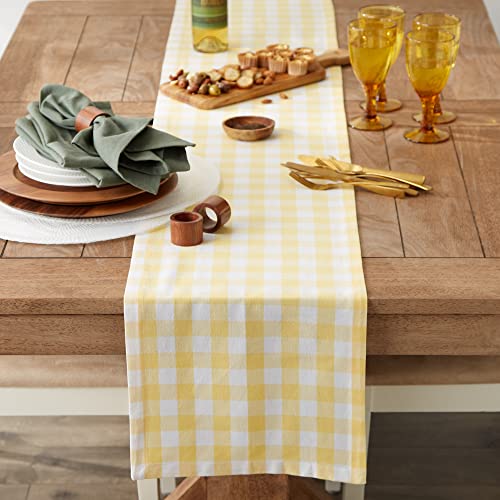 DII Checkered Tabletop Collection 100% Cotton, Machine Washable, Table Runner, 14x108, Yellow - Image 4
