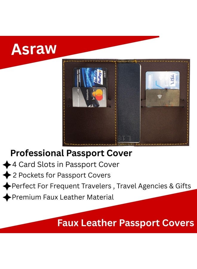 Asraw Premium Unisex Faux Leather Passport Cover - Passport Holder Cover (Plain Cover, Brown) - Image 5