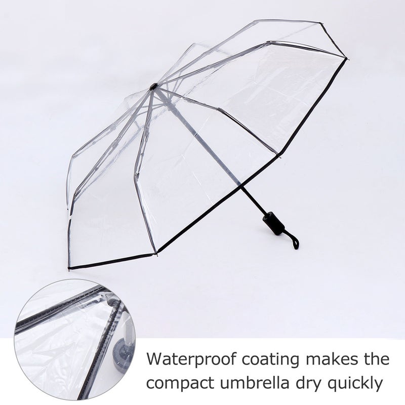 1pc Fully Automatic Triple Folding Transparent Umbrella Outdoor Umbrella - Image 4
