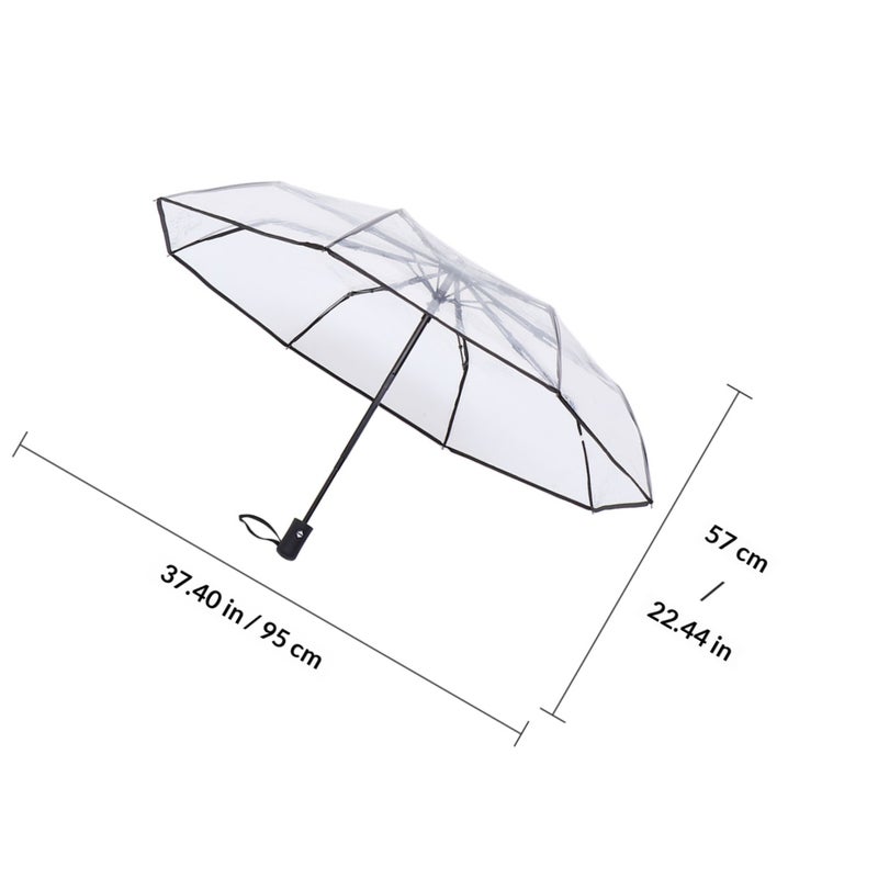 1pc Fully Automatic Triple Folding Transparent Umbrella Outdoor Umbrella - Image 2