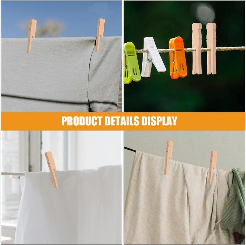 50pcs Heavy Duty Wooden Clothes Pins Large Heritage Clothesline Clips Vintage Round Clothespins for Laundry Drying and Craft Decoration - Image 2