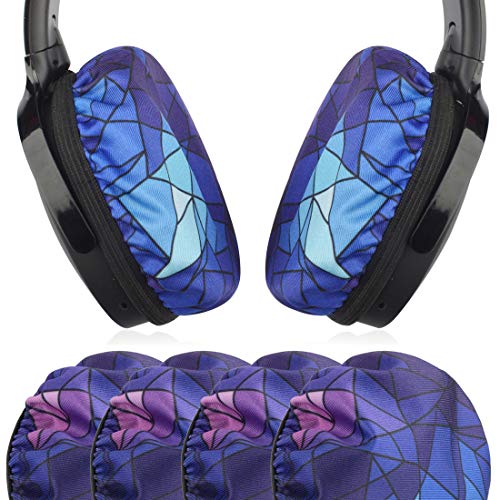 Geekria 2 Pairs Flex Fabric Headphones Ear Covers - Product Safety Certified - Washable & Stretchable Earcup Protectors for Over-Ear Headsets, Sweat Pads for Gym, Gaming (Size M/Diamond) - Image 1