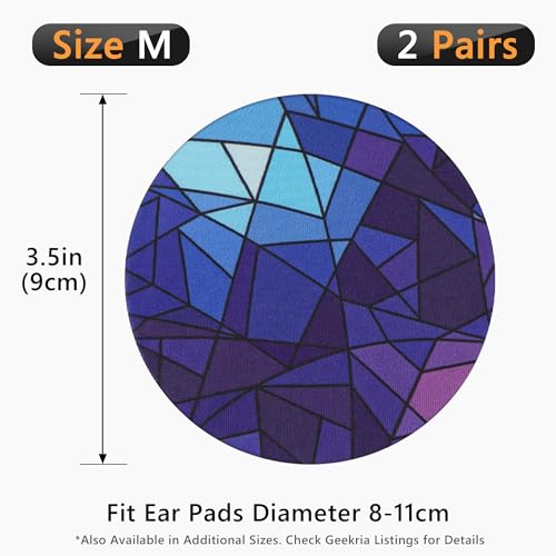 Geekria 2 Pairs Flex Fabric Headphones Ear Covers - Product Safety Certified - Washable & Stretchable Earcup Protectors for Over-Ear Headsets, Sweat Pads for Gym, Gaming (Size M/Diamond) - Image 3