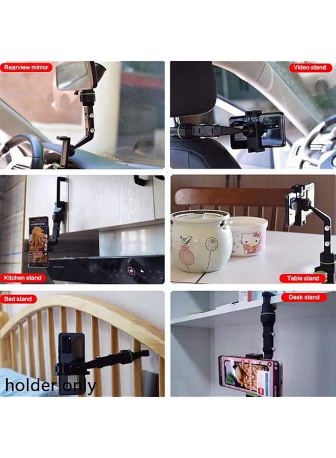 شواي حامل هاتف متعدد الوظائف للسيارة بمرآة الرؤية الخلفية دوارة 360 درجة مع نظام تحديد المواقع العالمي (GPS) ومشبك تعليق قابل للتعديل للهواتف المحمولة مقاس 4.0-6.1 بوصة (رمادي) - Image 2