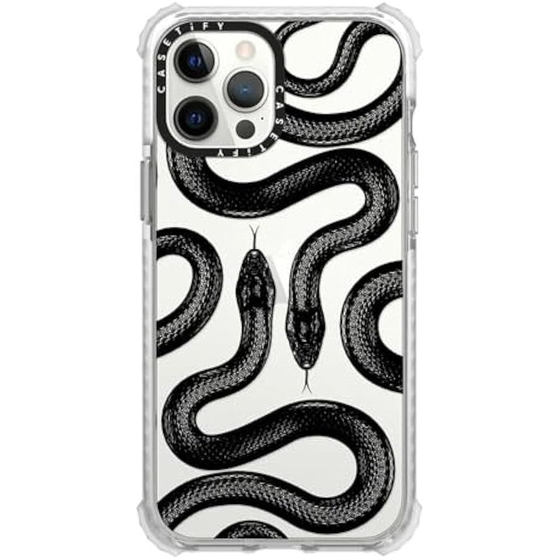 Casetify Ultra Impact iPhone 12 Pro Max Case 【9.8ft Drop Protection】 - Black Kingsnake - Clear Frost - Image 1