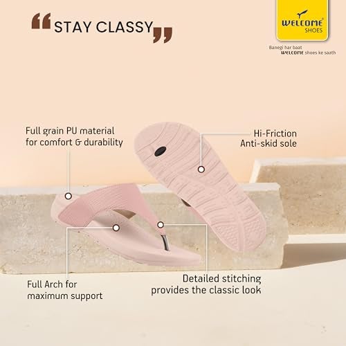 WELCOME Women's Extra Soft Slippers with Cushion FootBed for Adult | Comfortable & Light Weight| Stylish & Anti-Skid| Waterproof & Everyday Flip Flops for Ladies/Girls, W-FM-101-PEACH_7 - Image 2