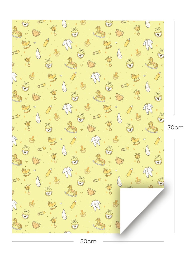 Share the Love Newborn Yellow Wrapping Paper Pack – 4 Sheets (50 x 70 cm Each) – Cute Baby Shower Gift Wrap for Baby Arrival, Birth Announcement, Christening, Birthday, Presents & Favors - Image 2