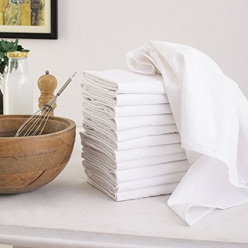 DG Collections Flour Sack Tea Towels13 Pack, 27 x 27 Ring Spun 100% Cotton Dish Cloths - for Cleaning and Drying - Highly Absorbent - White - Image 3