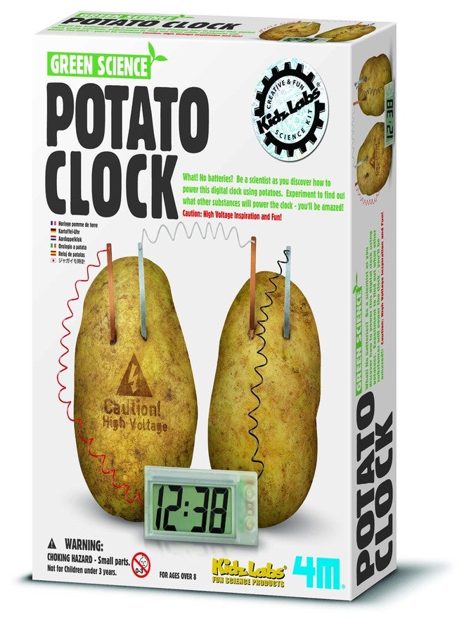 4M Potato Clock DIY Green Science Chemistry Engineering Lab - STEM Toys Educational Gift for Kids & Teens, Girls & Boys, Brown - Image 1