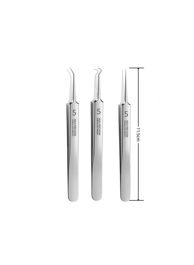 Chinshwehaw Professional Facial Blackhead Remover Tweezersextractor Acne Removal Kit Pimple Popper Tool Clip For Whiteheads Acne Clip Ingrown Hairs Tweezers Blackheads Remover Extractor Stainless Steel  - Image 2