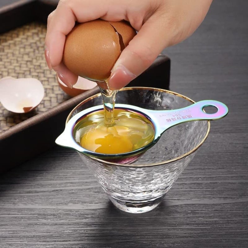 RANUR Import Stainless Steel Egg Separator, Egg Yolk Separator, Egg White Separator, Egg Filter, Kitchen Tool, Egg Gadgets, Food Certified with Hanging Hook 1 Piece (Colourful) - Image 3