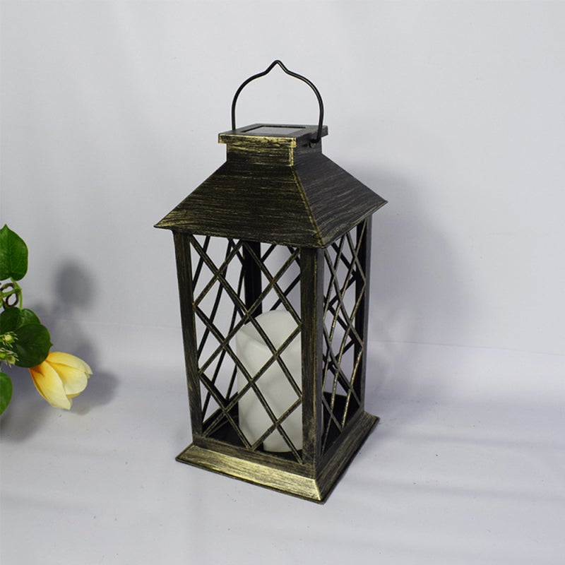 LED Solar Lantern Flickering Amber Light Effect Flameless Smokeless Retro Solar Lantern - Automatic On Off Hook for Outdoor Camping Garden - Image 3