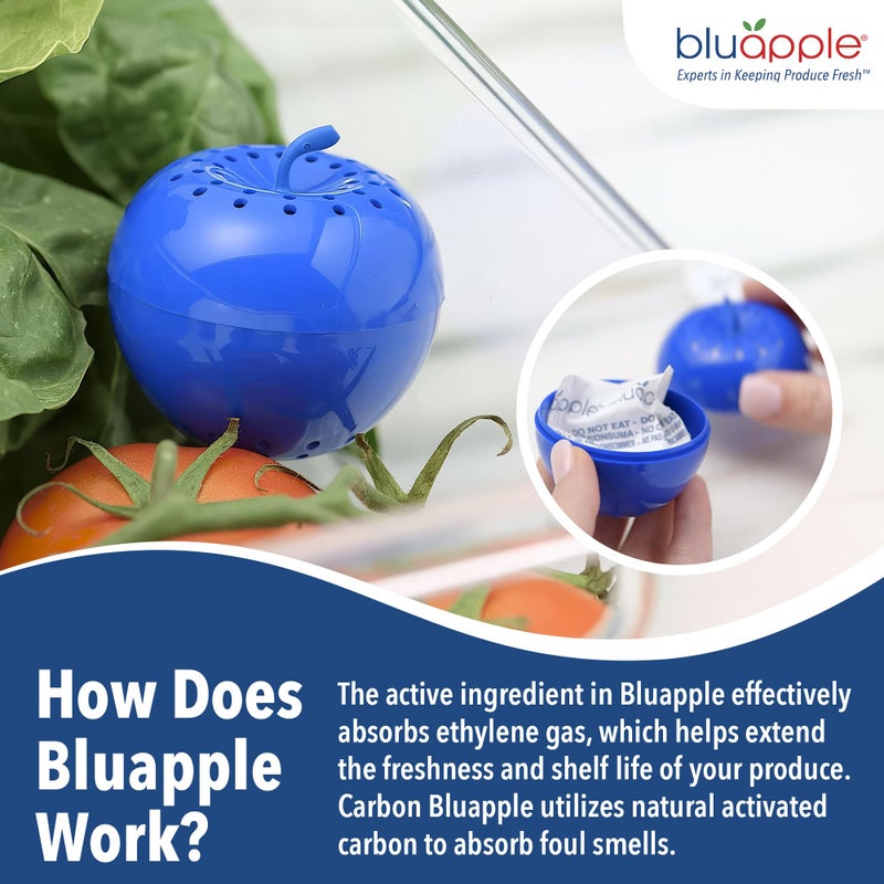 BluApple Bluapple Produce Saver with Activated Carbon - Ethylene Gas Absorber, Keep Fruits & Vegetables Fresh Longer, Minimize Food Waste, Refrigerator Odor Absorber, Produce Storage Extends Shelf Life, 2 Pack  - Image 3