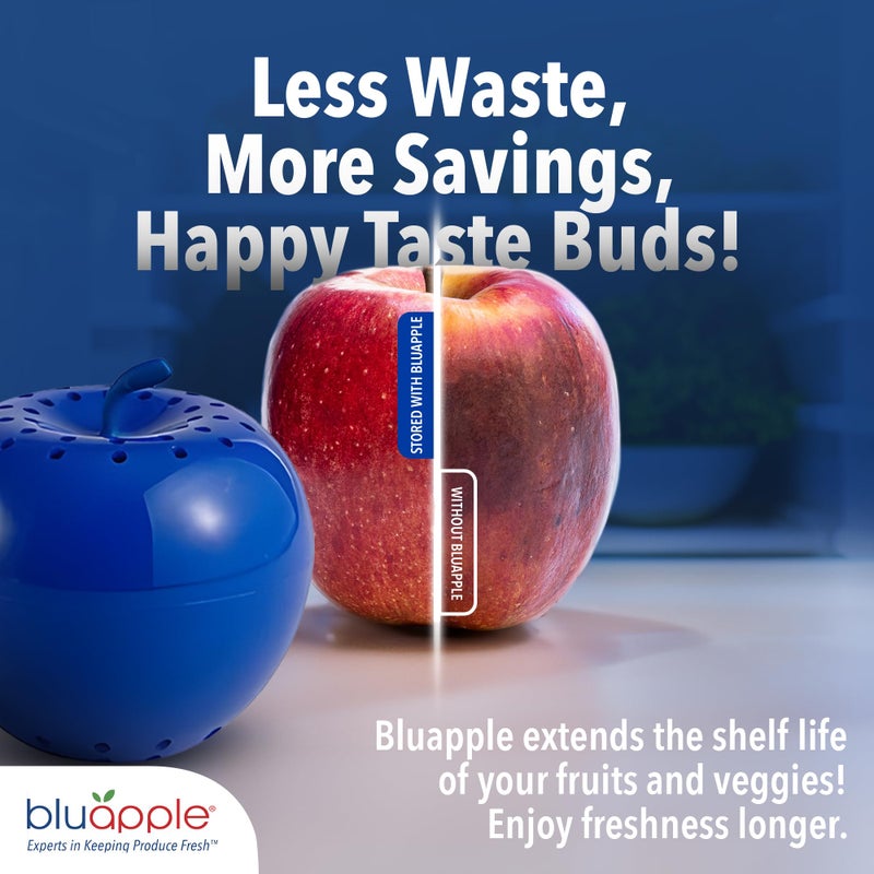 BluApple Bluapple Produce Saver with Activated Carbon - Ethylene Gas Absorber, Keep Fruits & Vegetables Fresh Longer, Minimize Food Waste, Refrigerator Odor Absorber, Produce Storage Extends Shelf Life, 2 Pack  - Image 4