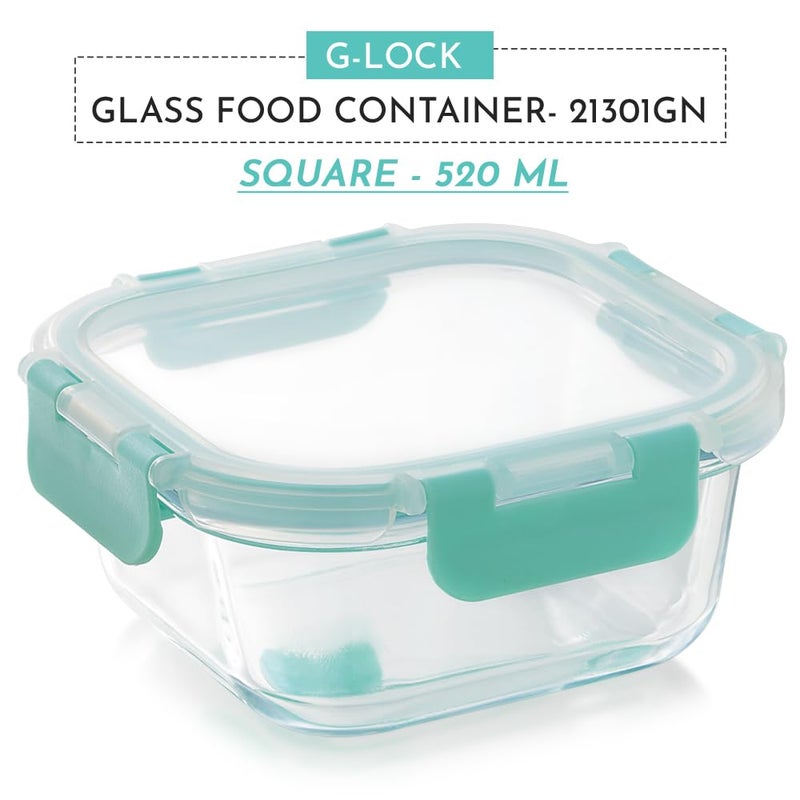 Magnus Magnus G-lock Glass Food Square Container with Break-Free Detachable Lock, 520ML Borosilicate Glass Lunch Box, Microwave and Oven Safe, Tiffin Box Safe for Easy Storage - Image 2