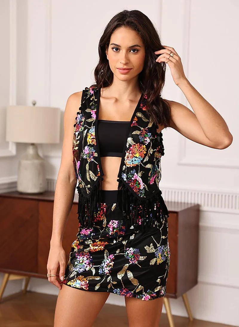 YUNIQEE Black V-Neck Sleeveless Co-rds Set