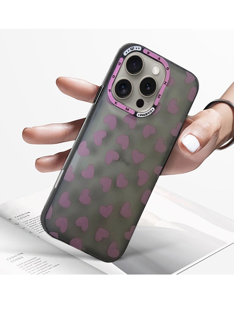 Techie غطاء خلفي بقلوب وردية جمالية مع واقي عدسة كاميرا مرتفع لآبل آيفون 16 برو - Image 4