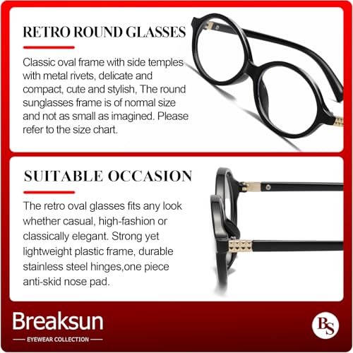 Breaksun Fashion Oval Glasses for Women Men Retro Round Tortoise Frame Blue Light Glasses Nerd Eyeglasses (Leopard+Black) - Image 5