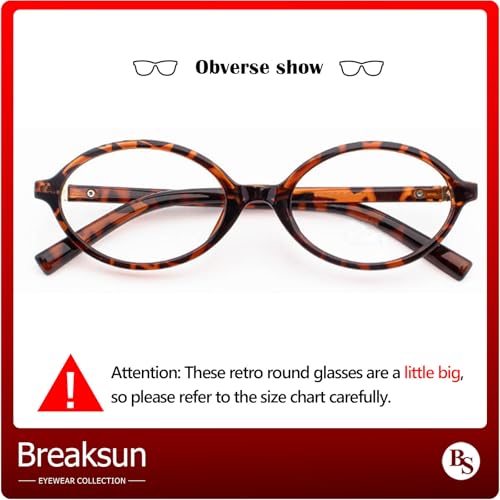 Breaksun Fashion Oval Glasses for Women Men Retro Round Tortoise Frame Blue Light Glasses Nerd Eyeglasses (Leopard+Black) - Image 4