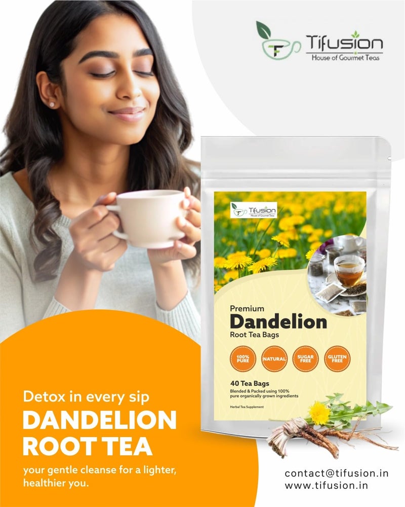 Tifusion Dandelion Root Tea | Ayurvedic tea for Liver, Kidney & Gallbladder Cleanse | Natural Herbal Kidney Detox & Liver Detox | Caffeine-Free Wellness Infusion (40 Tea Bag) - Image 3