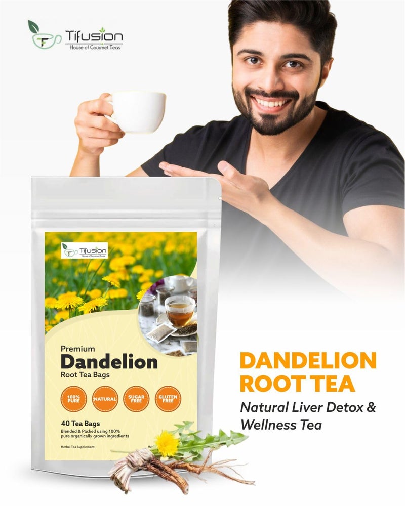 Tifusion Dandelion Root Tea | Ayurvedic tea for Liver, Kidney & Gallbladder Cleanse | Natural Herbal Kidney Detox & Liver Detox | Caffeine-Free Wellness Infusion (40 Tea Bag) - Image 4