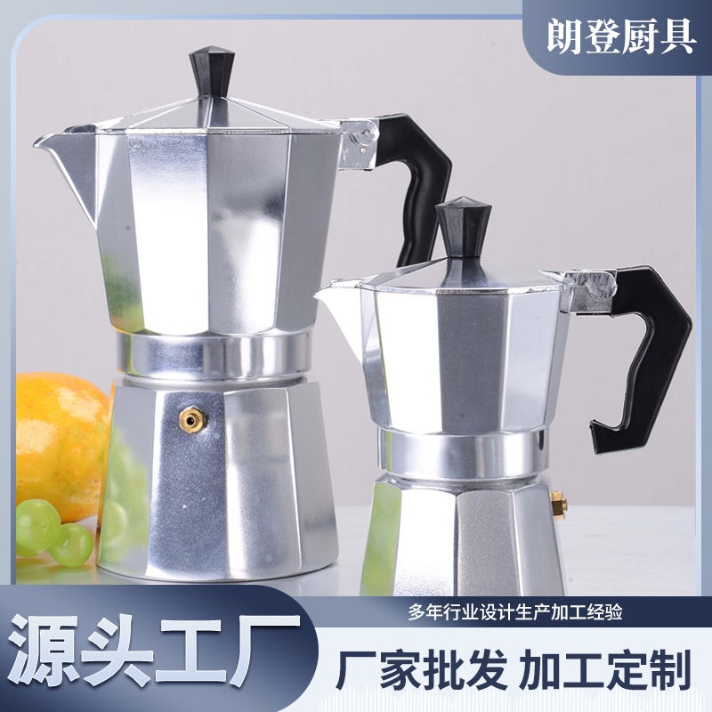 Popular Italian-Style Aluminum Moka Pot Double-Valve Coffee Pot Moka Coffee Pot Coffee Octagonal Hand-Brew Pot European Style - Image 2
