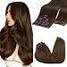 Goo-Goo GOO GOO Clip in Hair Extensions Real Human Hair, Remy Human Hair Extensions Clip ins for Women, Natural Human Hair, 22inch 150g 9Pcs, 4A Chocolate Brown - Image 2
