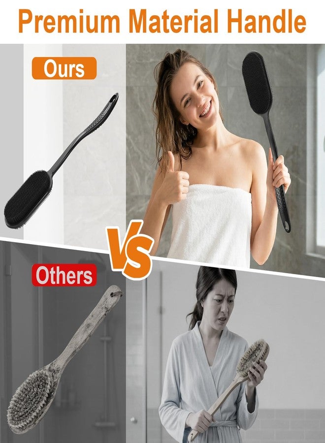 CrazyTerra Silicone Back Scrubber for Shower, Long Handle Silicone Body Scrubber with 5.4" Wide Brush Head, Double Sided Back Brush for Shower Exfoliating Massage, 16.5" Silicone Back Brush for Men & Women - Image 5