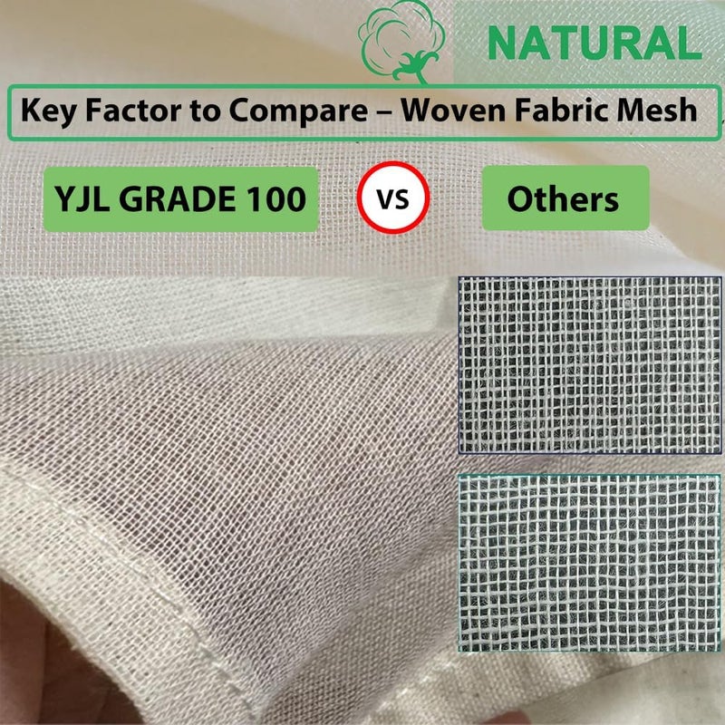 YJL Organic Cheese Cloths, Grade 100 Extra Ultra Fine Mesh with Hemmed Edges, 6 Pack 20x20 Inch 100% Unbleached Cotton Reusable cheesecloth for Straining, Cooking, Cheese Making, Roasting, Crafting - Image 4