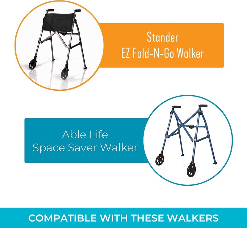 Stander Non-Swivel Wheel Kit for EZ Fold-N-Go Walker and Able Life Space Saver Walker, Black, 2 Count (Pack of 2) - Image 4