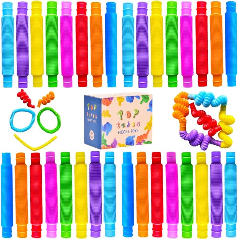 Neec 32Pack Pop Tubes, Fidget Tubes for Children and Aldult Sensory Fidget Toy Set for Stress and Anxiety Relief Educational Learning Toys for Kids - Image 1